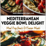 A Mediterranean-inspired quinoa bowl with grilled zucchini, tomatoes, and colorful peppers served fresh for Healthy Bowls.